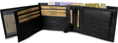 Lundholm leren portemonnee heren leer - zeer soepel nappa leer - RFID anti skim bescherming - zwart
