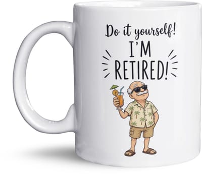 NietMokken.nl – Do It Yourself! I'm Retired – Engels Pensioen Cadeau – 325 ml Keramische Koffiemok – Inclusief Gratis NietMokken® Viltje – Aan Beide Zijden Bedrukt