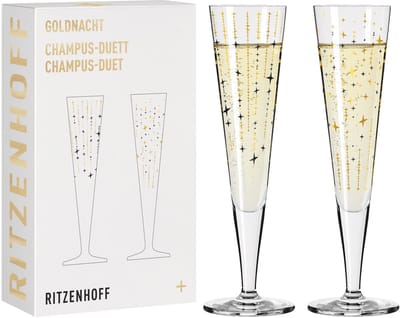Ritzenhoff Champagne Glazen - Sterren Design Goud - 2 Stuks - Kristalglas - 205 ml - Champagneglas - Champagne Flute