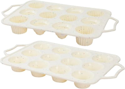 Muffinvorm 2-pack - Cupcake bakvorm - Bakken in oven - Metalen frame - 12 muffins