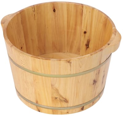 Hutjemutje - sauna emmer - sauna voetenbad - houten voetbad - cipressen hout - 25cm hoog - ∅36,5cm - draagbaar - voor thuis spa ontspanning