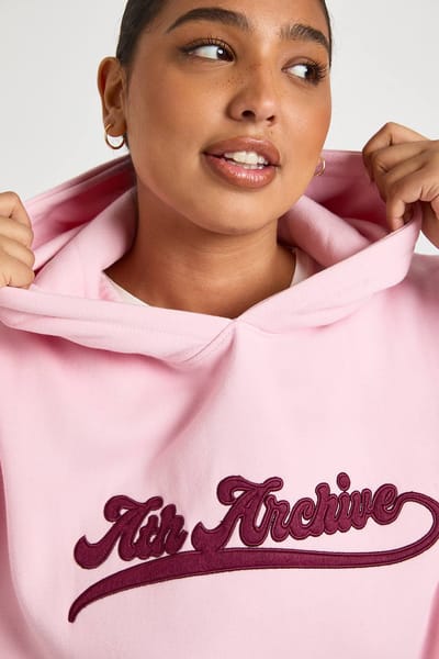 boohoo Dames Plus Ath Archief Oversized Hoodie | Baby Pink | Maat: 16