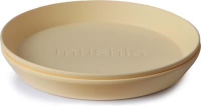 Mushie - Kinderservies Set 2 Borden Rond - Borden - Pale Daffodil
