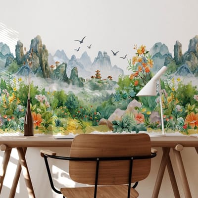 Dailygoods- Muursticker Bos Bloemen - Muurstickers Woonkamer - Muurstickers Slaapkamer - Muurstickers Kinderkamer - Wanddecoratie - Zelfklevend en Verwijderbaar