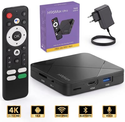 Fokelyi - Android TV Box - 4K UHD - WiFi 6 & Bluetooth 5.4 - Chromecast Built-in - 2GB RAM / 16GB ROM - Geschikt voor alle soorten streaming apps - Zwart