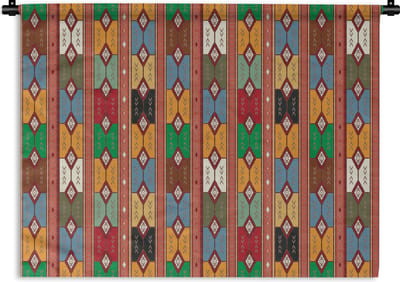 Wandkleed - Wanddoek - Geometrie- Patronen - Zuid-Amerika - 120x90 cm - Wandtapijt