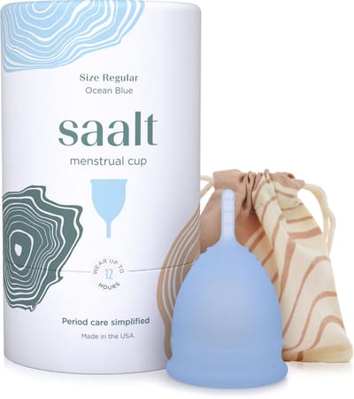 Saalt Menstruatiecup Regular Blauw - Herbruikbare Menstruatie Cup van Medisch Siliconen - Tot 12 Uur Bescherming - Duurzaam Alternatief voor Tampons en Maandverband