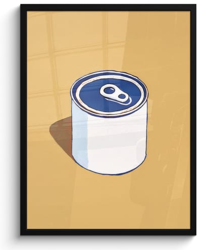 Poster in lijst - Fotolijst 50x70 cm - Posters - Blikje - Minimalistisch - Blauw - Illustratie - Posterlijst zwart - Decoratie - Wanddecoratie woonkamer - Muurdecoratie slaapkamer