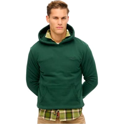 Superdry - Essential hoodie met logo en halfgeborstelde voering - Heren - Hoodies