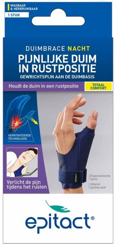 Epitact Duimorthese Nacht Links Maat L – Duimbrace bij Duimartrose en Rhizartrose – Flexibele Ondersteuning – Wasbaar - 1 Stuk