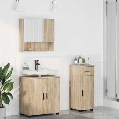 vidaXL - Badkamermeubel - Set - 3 - pcs - Sonoma - Eik - Bewerkt - hout - & - Metaal