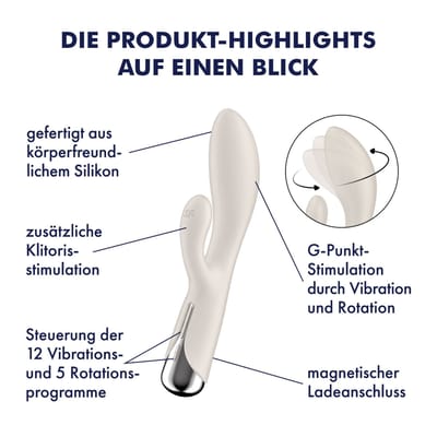 Satisfyer Spinning Rabbit 1 | 20cm | Rabbit vibrator | 12 tril- en 5 rotatieprogramma's | Programma's kunnen afzonderlijk worden bestuurd | Oplaadbare batterij | Waterdicht (IPX7)