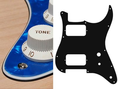 Boston ST-331-PBU pickguard, Stallion, HH, 2 pot holes, toggle switch, 3 ply, pearl blue