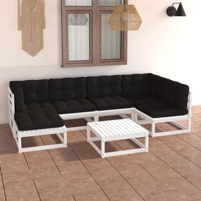 vidaXL - 7-delige - Loungeset - met - kussens - massief - grenenhout