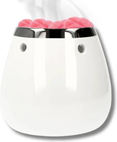 Scentchips® Vaas Wit Zilver Rand waxbrander geurbrander