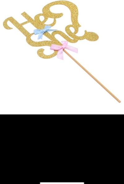 Akyol - Cake topper he she - gender reveal versiering - geboorte baby - she - gold - gender reveal - He, She taart versiering - He/She Taart Topper - Taart topper - Cake topper - decoratie - topper - 25 CM - he she - boy or girl - babyshower