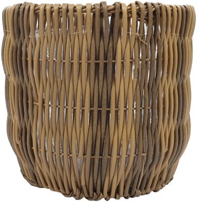 Grote Plantenpot Naturel Ø40 cm – Rotan Kunststof Bloempot Rond – Natuurlijke Look – Voor Binnen en Buiten