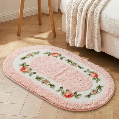 Fluffy Rozen Badmat, Antislip Douchematt, Wasbare Badkamer Tapijt, Kleurige Vloermatten voor Badkamer en Douche, Comfortabele en Stijlvolle Badkameraccessoires