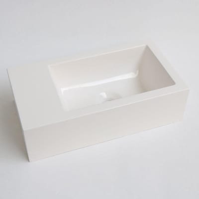 Fontein INK Contra Rechthoek Links 40x22x10cm Polystone Cilinder Glans Wit Zonder Kraangat