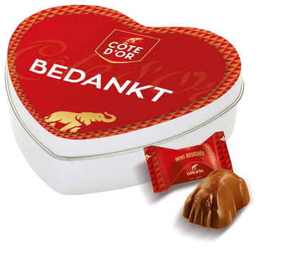 Cote d'or Mini Bouchée geschenkdoos hartje "Bedankt" - Chocolade cadeau - 85g