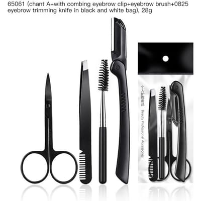 Wenkbrauwtrimmer Scheermes Kit met Schaar Kam Pincet Wimperborstel Schoonheidstools Set voor Perfecte Wenkbrauwen