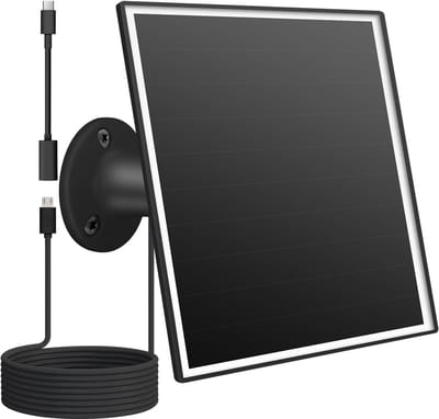 Zonnepaneel Camera - Oplader Batterij - Continu Stroom - Hoge Efficiëntie - 6W 3 Meter - Zwart