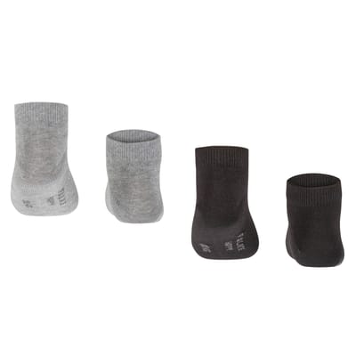 FALKE Happy 2-Pack kort eenkleurig katoen multipack sneakersokken enkelsokken kinderen veelkleurig - maat 23-26