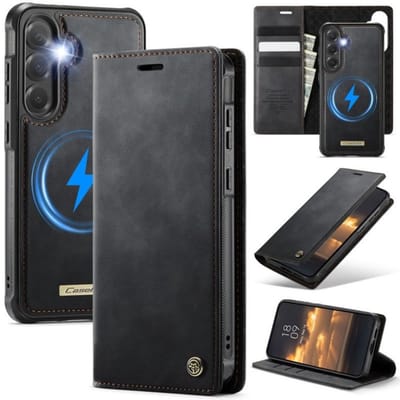 Luxe 2-in-1 Magnetische Afneembare Portemonneehoes + Backcover voor Galaxy S24 FE _ Zwart