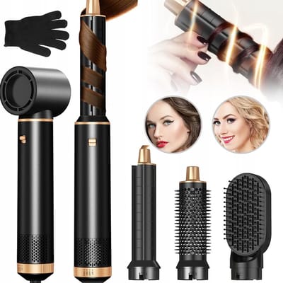 3-in-1 Haarstyler Met Air Wrap - 5 Verwisselbare Opzetstukken - 12,5 m/s Luchtstroom 60.000 Toeren per Minuut - Negatieve Ionen Voor Een Stralende Look - Ergonomisch 360° Draaibaar Snoer