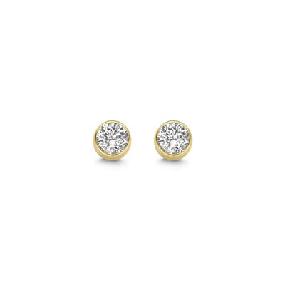 New Bling 9NBG-0205 Gouden Oorknopjes - Dames - Zirkonia - 3 mm - Solitair - In Kastje Gezet - 14 Karaat - Goud