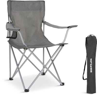 TRVLMORE Campingstoel - Opvouwbaar - 120KG Draagvermogen - Incl. Draagtas - Klapstoel - Visstoel - Kampeerstoel - Vouwstoel - Grijs