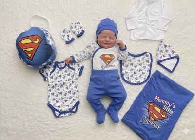 Mommy’s Little Superman - Superman tas cadeau- Superman 10-delige baby newborn kleding set - Fopspeenkoord cadeau - Newborn set - Babykleding - Babyshower cadeau - Kraamcadeau