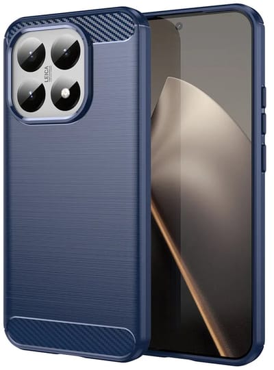 MobyDefend Hoesje - Geschikt voor Xiaomi 15T - TPU Backcover - Geborstelde Metaal & Carbon-Look - Blauw