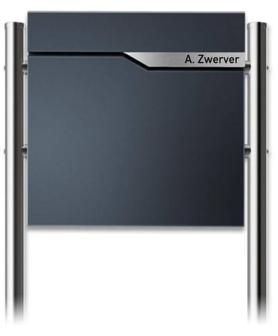 Nambo - Brievenbus op paal - Antraciet - Brievenbus met rvslook naambordje met naam en huisnummer - brievenbus type 2 met rvs staander