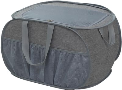 Opvouwbare Wasmand met Deksel - Grijs - 75 Liter - Ademend Polyester