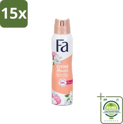 15 x Fa - Divine Moments - Deodorant Spray - Wilde Cameliabloesem - 150 ml - Grootverpakking - Deodorant - Anti-vlekken Deodorant - Wilde Cameliabloesem - Fa Divine Moments - Verfrissende Geur
