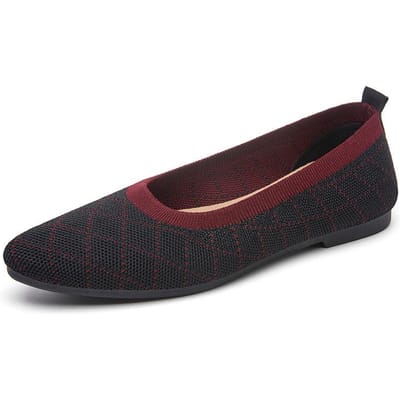 Dames Schoenen Zomer Nieuwe Stoffen Schoenen Puntige Neus Platte Hak Zachte Zool Pumps Gebreid Ademend Casual Moeder Schoenen 41 black