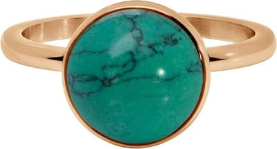 Quiges Stapelring Dames - Vulring Blauw Steen - RVS Roségoudkleurig - Maat 19 - Hoogte 2mm