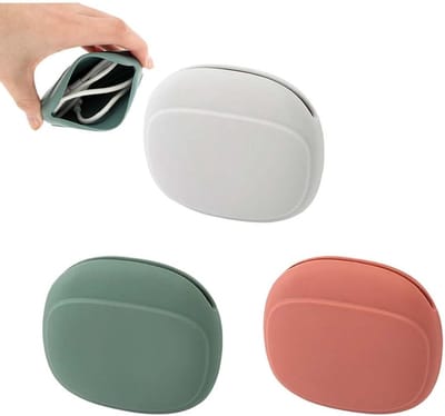 Thijox - 3-delige hoofdtelefoon tas, silicone opbergdoos, mini etui voor bekabelde hoofdtelefoons, oplaadkabel organizer voor USB-headsets, multifunct