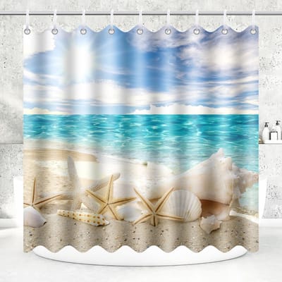 Unyqoos® Oceanisch Thema Schimmelbestendig Douchegordijn met Waterdichte Polyester Stof en 12 Ringen