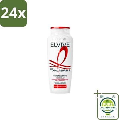 L'Oréal Elvive Total Repair 5 Shampoo 250 ml - Voordeelverpakking - 24 stuks - Beschadigd haar - Droog haar