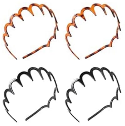 EXCITAT 4 artikelen - Hoofdband - Zigzag hoofdband - Make-up hoofdband - Haaientand design - Kunststof - Golvend - Geschikt voor damessport en fitness