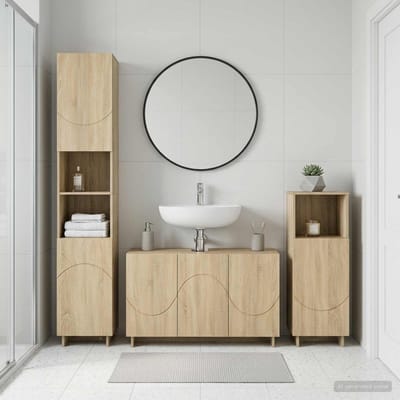 vidaXL - Badkamerkast - set - 3 - st - Sonoma - Eiken - Bewerkt - hout