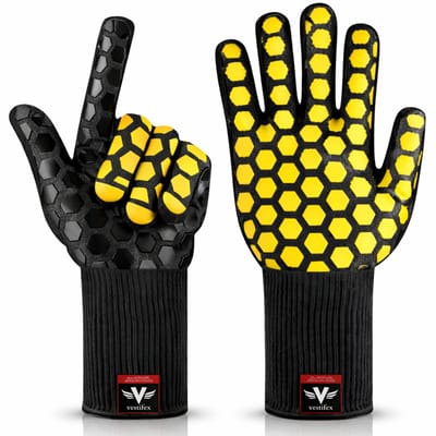Vestifex® BBQ Handschoenen - Hittebestendig tot 500ºC - Ovenhandschoenen Geel - Ovenwanten - Barbecue Accecoires - Kamado - Cadeau