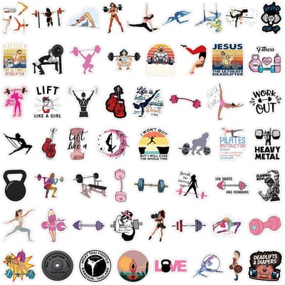 55 stuks Leuke Fitness Sport Graffiti Stickers Koffer Waterbeker Schrijfwaren Mobiele Telefoon Laptop Koelkast Decoratie Doe-het-zelf Stickers gray