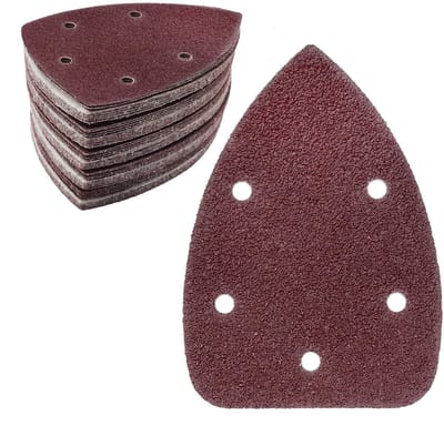 Dailygoods- Schuurpapier Set 50 Stuks - Schuurpapier Driehoek 140x100 mm - 5-Gaats Ontwerp - Aluminiumoxide - Diverse Korrelgroottes - Antistatisch - Schuurpads