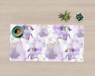 Coloray Bureau Onderlegger - Paarse bloemen aquarel Onderlegger Bureau - 90 cm x 45 cm - Paars Bureau Onderlegger - Bureau Onderlegger Groot - Bureau Onderlegger XXL - Computer Mat - Bureau Pad