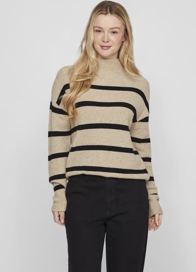 VILA - VIRIL MOCK NECK L/S KNIT RIB TOP 2-NOOS - Dames - Gebreide truien