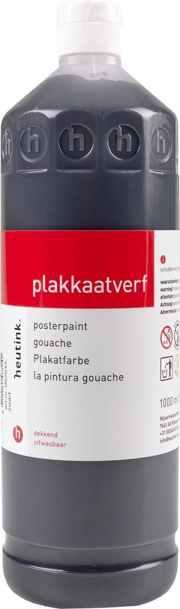 Plakkaatverf Heutink zwart - flacon à 1000ml