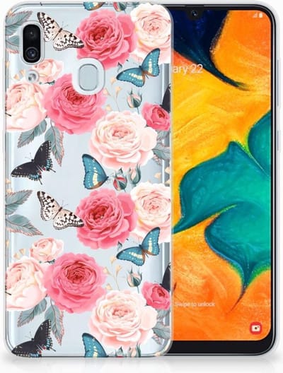 Samsung Galaxy A30 TPU Case Butterfly Roses